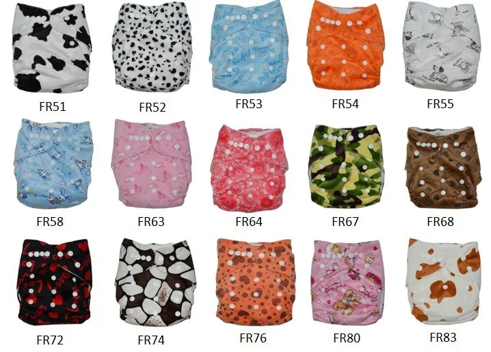 50pcs Print Double Row of Snaps Pocket Diaper With 50 Inserts-1