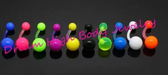 flexi UV Acrylic Belly Neon Newest style Navel ring Body Piercing jewelry.jpg