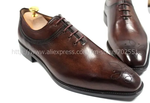 Free shipping custom handmade genuine calf leather men's oxford shoe color brown No.OX180 adhesive craft