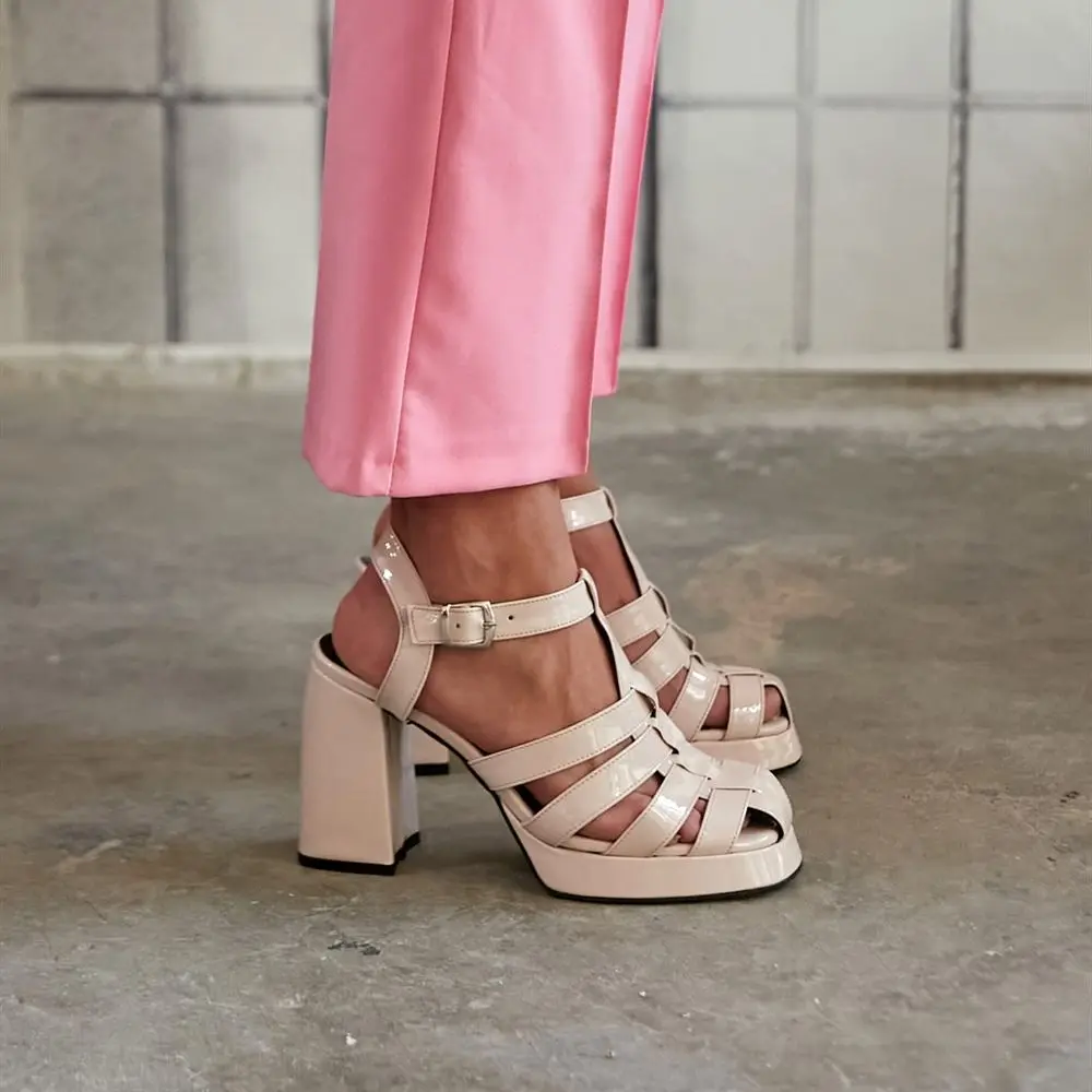 Poppy Quality Faux Leather Patent Leather Mesh Stripe High Platform Heeled Sandals Ecru Salmon Black Blue Summer Shoes
Poppy Quality Faux Leather Patent Leather Mesh Stripe High Platform Heeled Sandals Ecru Salmon Black Blue Summer Shoes