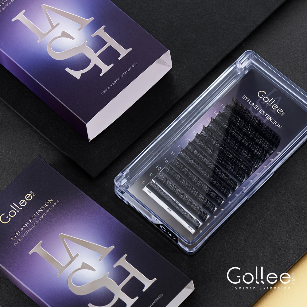 

Gollee 12 lines 9-15/15-21mm Classic Individual Eyelashes Extensions Handmade PBT Fiber C/CC/D Curl Natural False Lashes Makeup