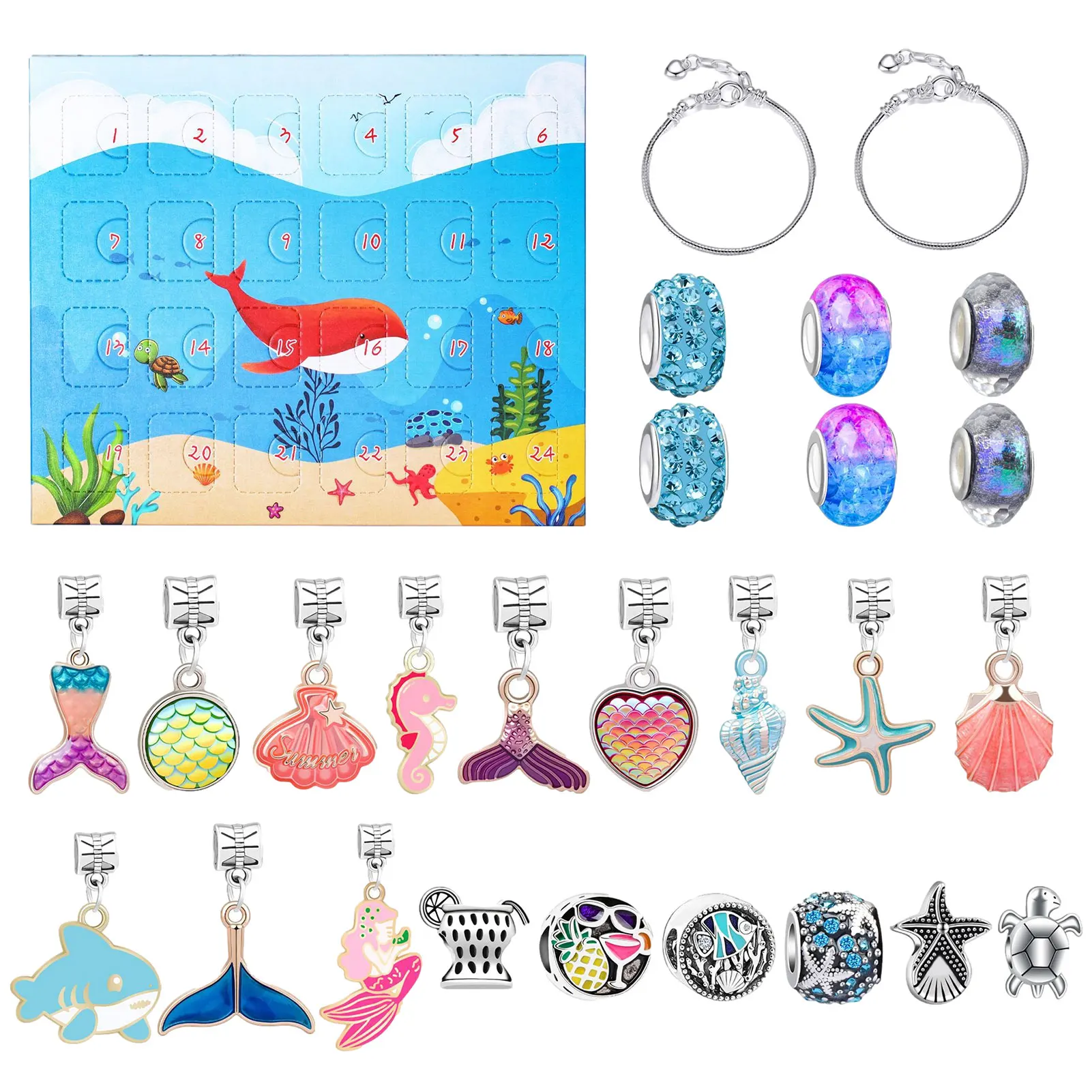 Advent Calendar Cartoon Whale Ocean World Christmas DIY Charms Bracelet Countdown Calendar with 2 Bracelets 22 Charms Jewelry
Advent Calendar Cartoon Whale Ocean World Christmas DIY Charms Bracelet Countdown Calendar with 2 Bracelets 22 Charms Jewelry
