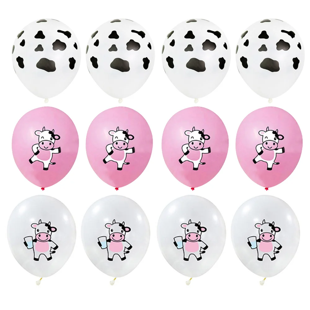 

15pcs Cute Farm Cow Latex Balloons for Kids Birthday Decorations Farm Animals Party Balloon Pink White Black Ballon 12inch