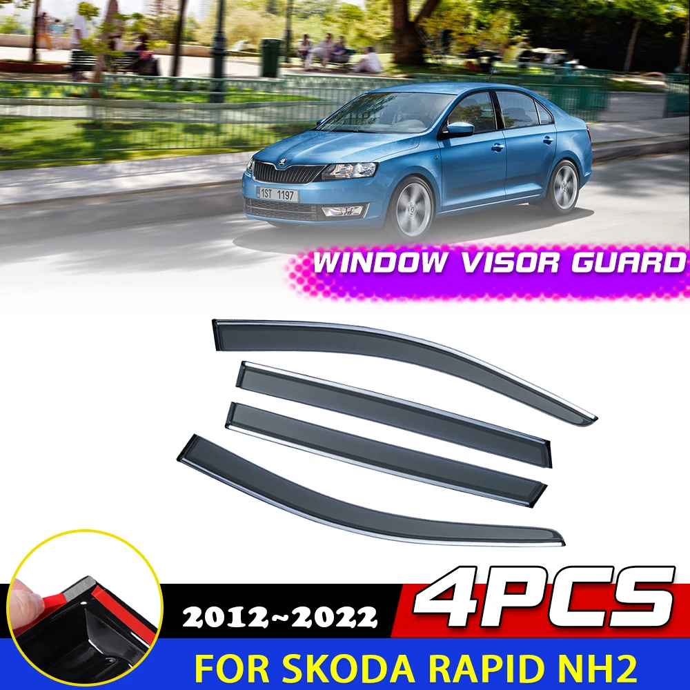 

Car Windows Visor for Skoda Rapid NH2 Sedan 2012~2022 2013 Vent Door Awnings Sun Rain Eyebrow Smoke Sticker Deflector Accessorie