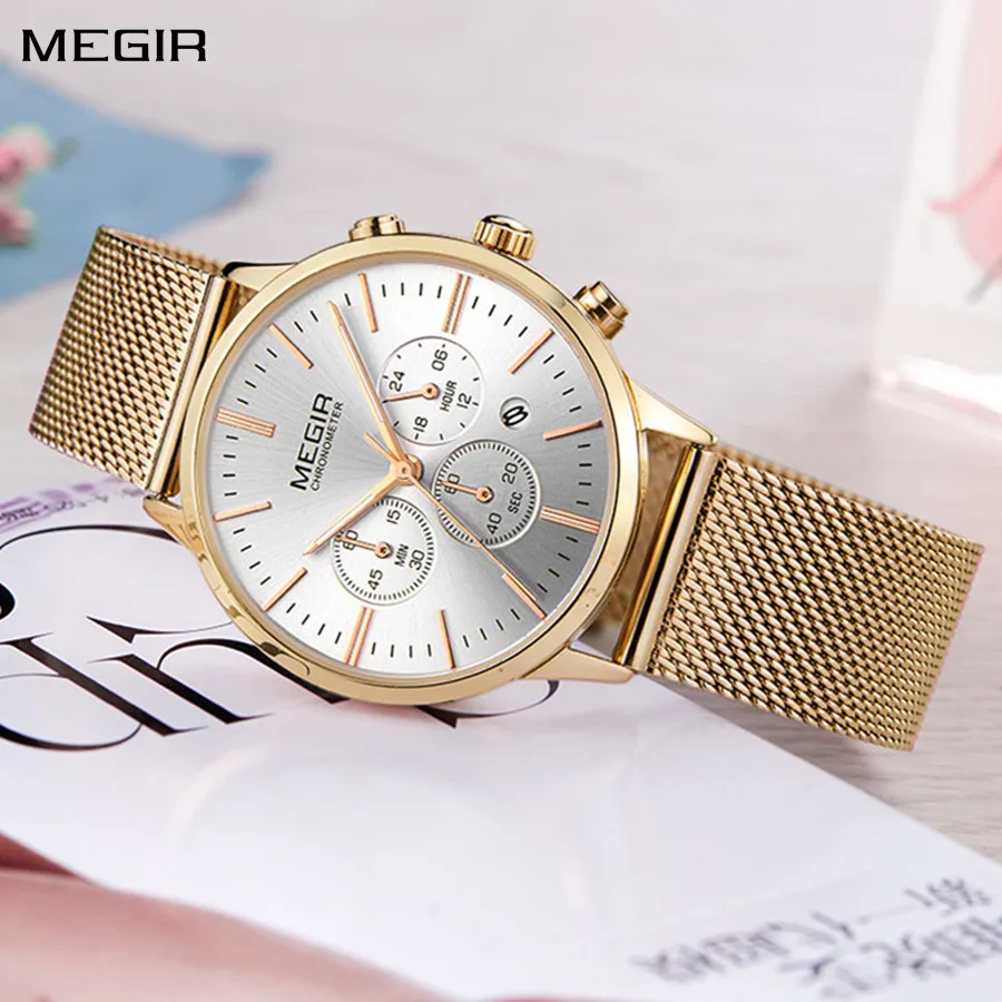 

MEGIR Women Watches Luxury Elegant Ladies Watch Stainless Steel Quartz Wristwatch Fashion Woman Dress Clock reloj mujer 2011