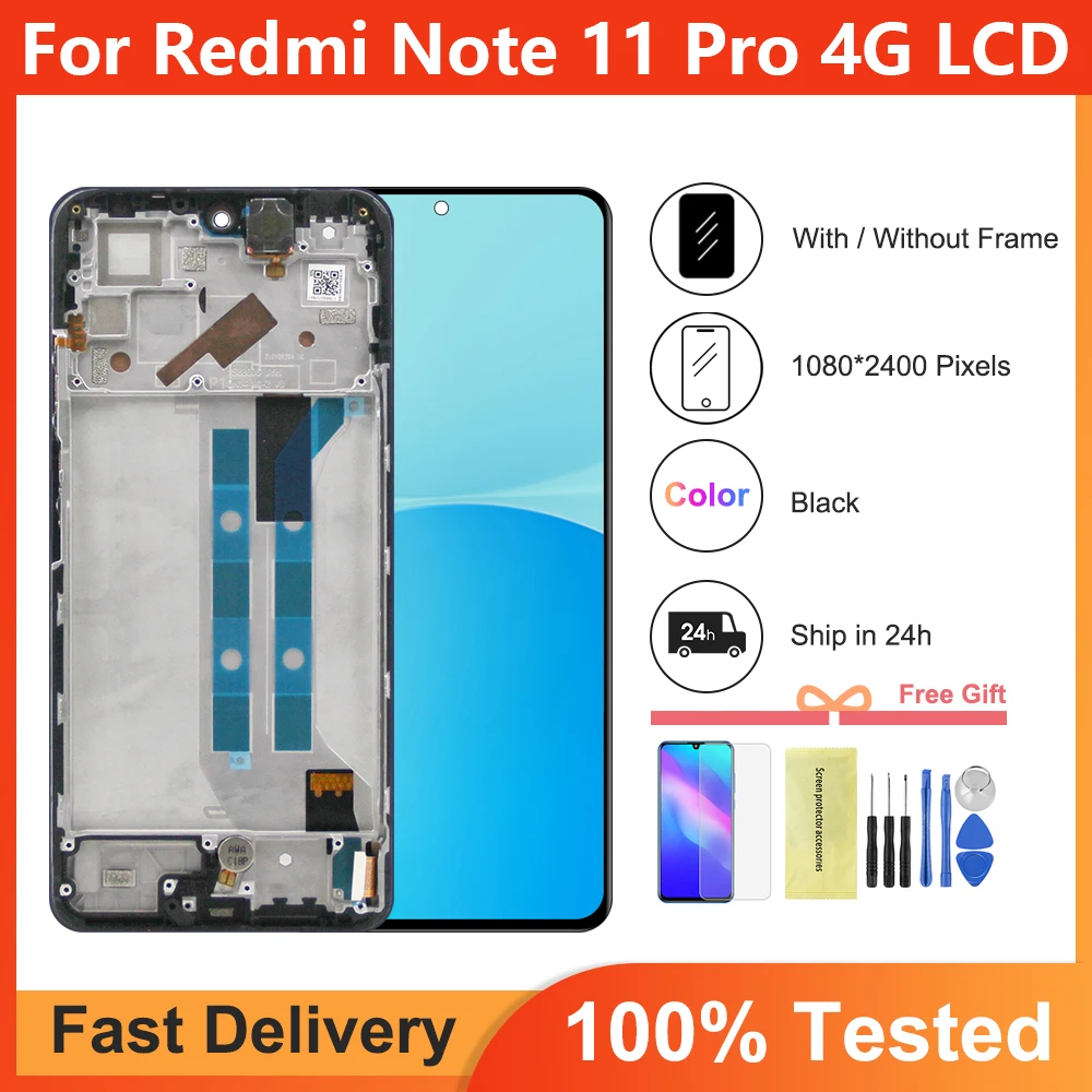 100%Test For Xiaomi Redmi Note 11 Pro 4G LCD 2201116TG 2201116TI Display Touch Screen Digitizer Assembly Replace, with Frame
100%Test For Xiaomi Redmi Note 11 Pro 4G LCD 2201116TG 2201116TI Display Touch Screen Digitizer Assembly Replace, with Frame