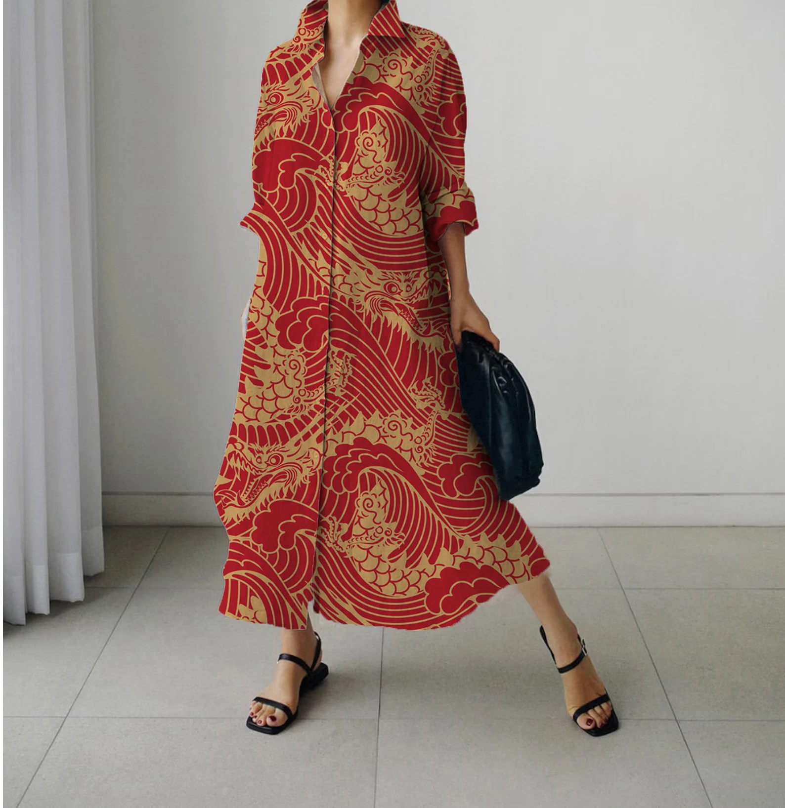 Новинка 2024, женское платье-рубашка в китайском стиле с длинным рукавом, элегантное платье-рубашка в классическом китайском стиле с принтом, в наличии
Новинка 2024, женское платье-рубашка в китайском стиле с длинным рукавом, элегантное платье-рубашка в классическом китайском стиле с принтом, в наличии