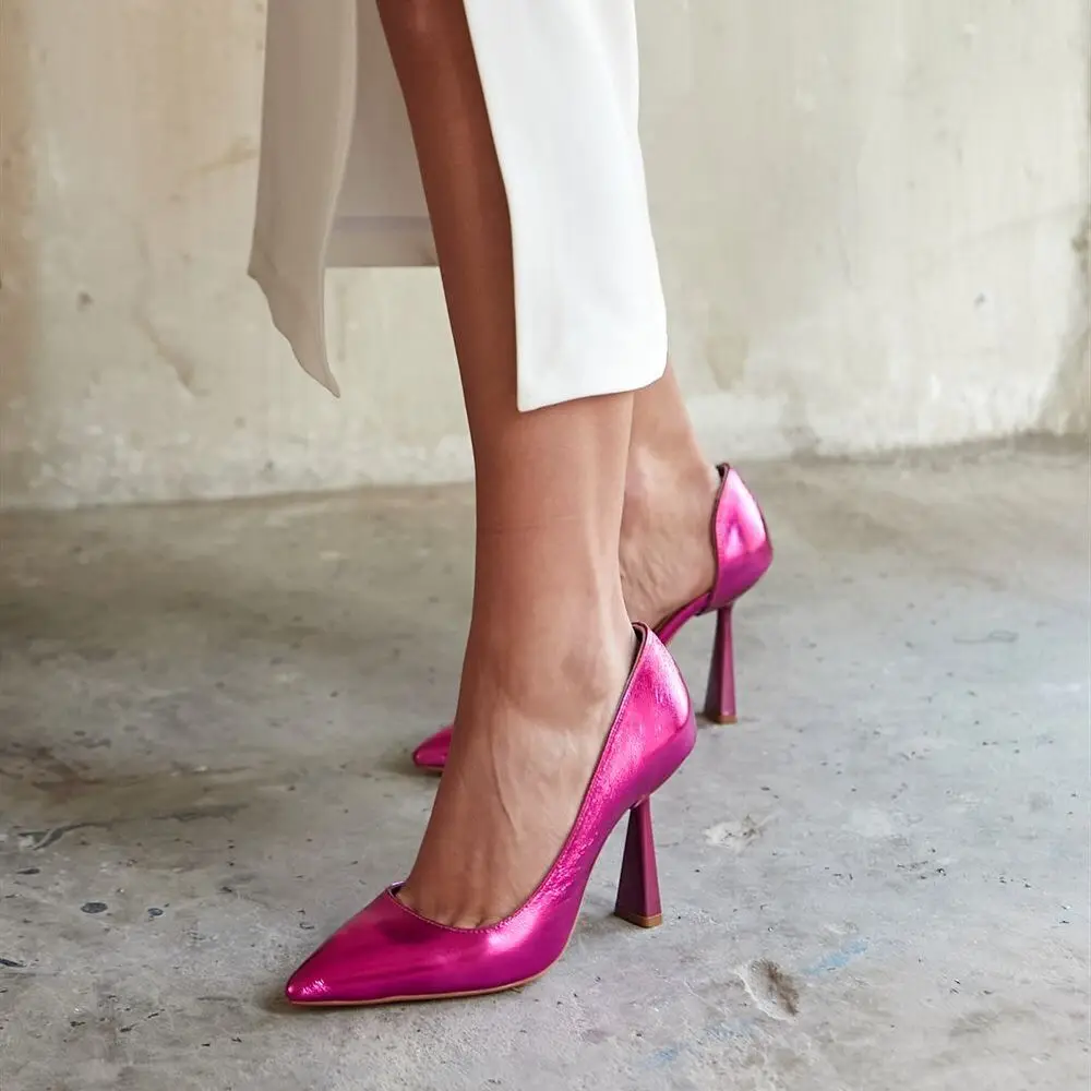 Disco Interior Exterior Genuine Leather High Heel Stiletto Poshnmore Hologram Fuchsia Gold Bronze Heeled Shoes
Disco Interior Exterior Genuine Leather High Heel Stiletto Poshnmore Hologram Fuchsia Gold Bronze Heeled Shoes