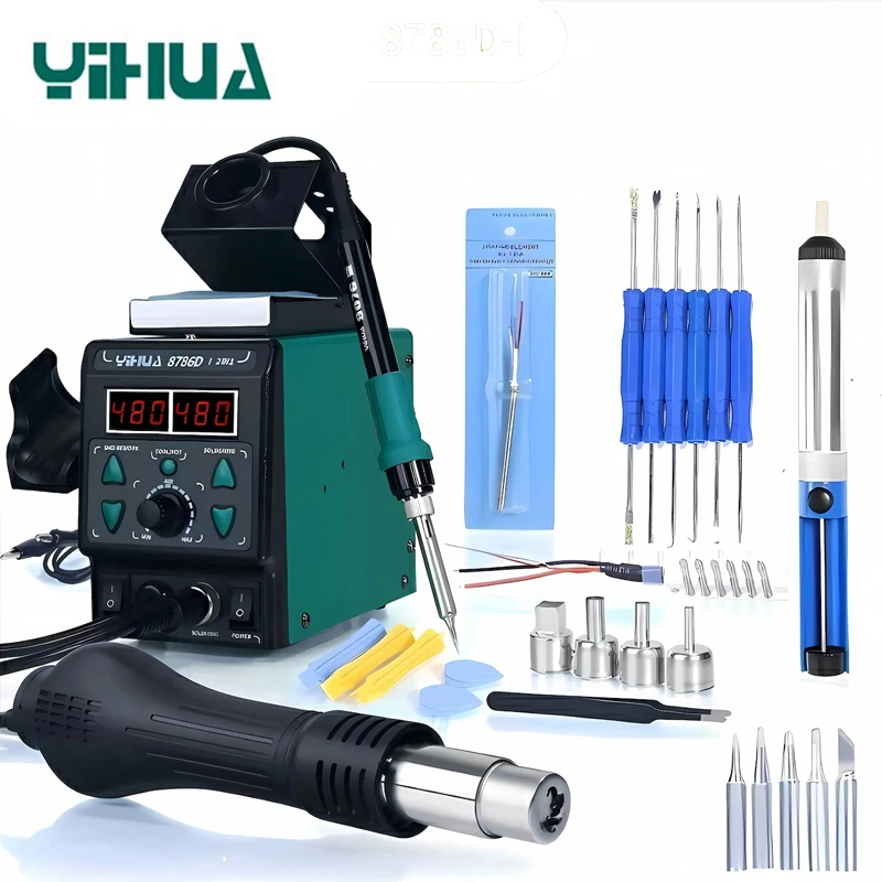 

YIHUA 8786D-I Soldering Iron Hot Air Station BGA Rework Station Phone Repair SMD Solder Tool Welding Station