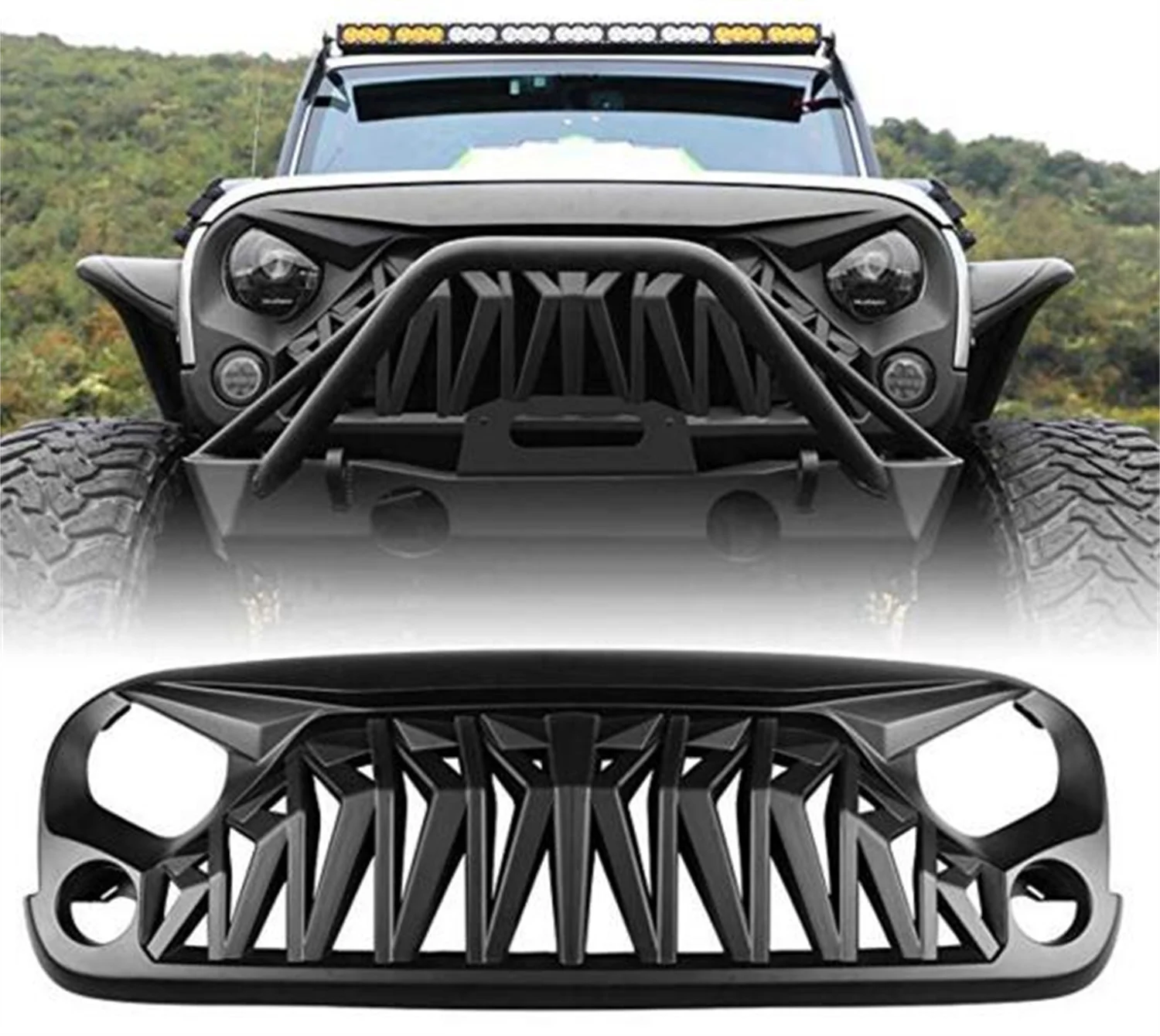 

SXMA Armor Grille Gladiator Front Grille Black Angry Front Grill Gladiator ABS for Jeep Wrangler JK 2007-2017 J347