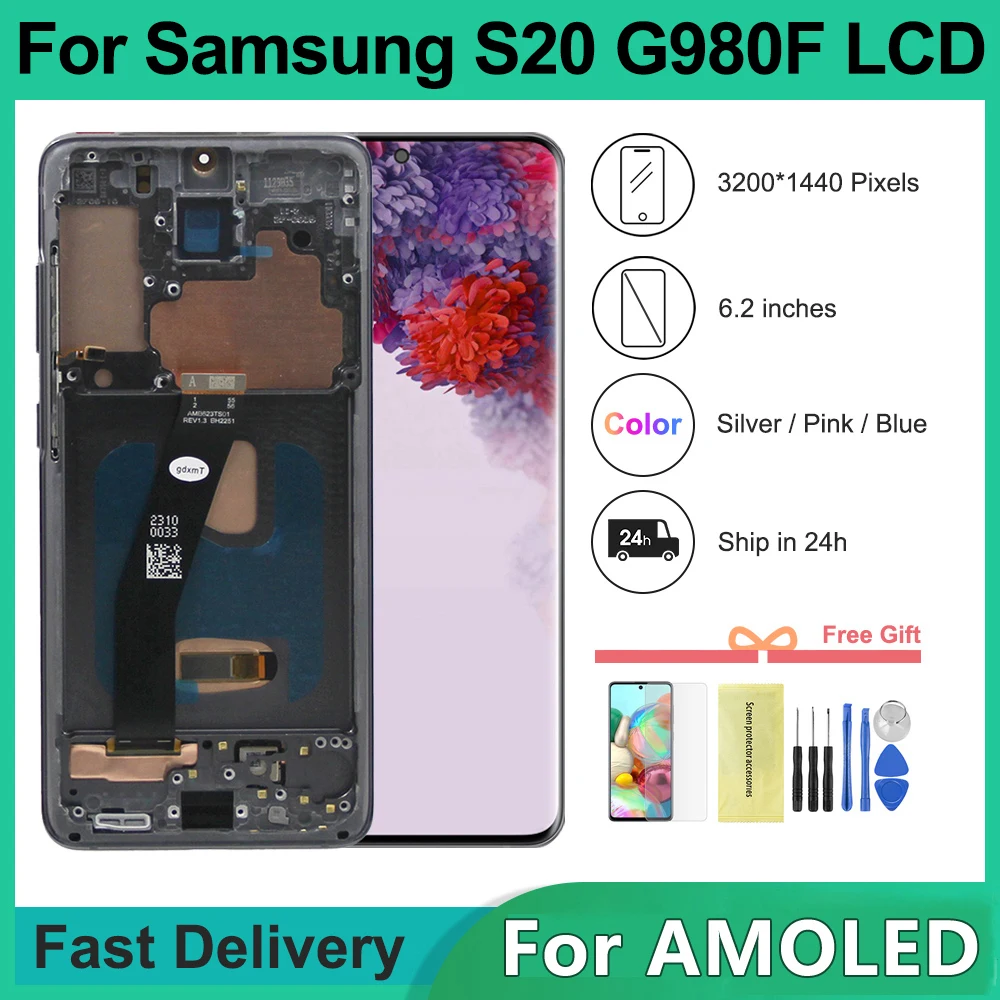ЖК-дисплей AMOLED для Samsung S20, сменный сенсорный экран с цифровым преобразователем для S20 SM-G981B/DS G980F G981F
ЖК-дисплей AMOLED для Samsung S20, сменный сенсорный экран с цифровым преобразователем для S20 SM-G981B/DS G980F G981F