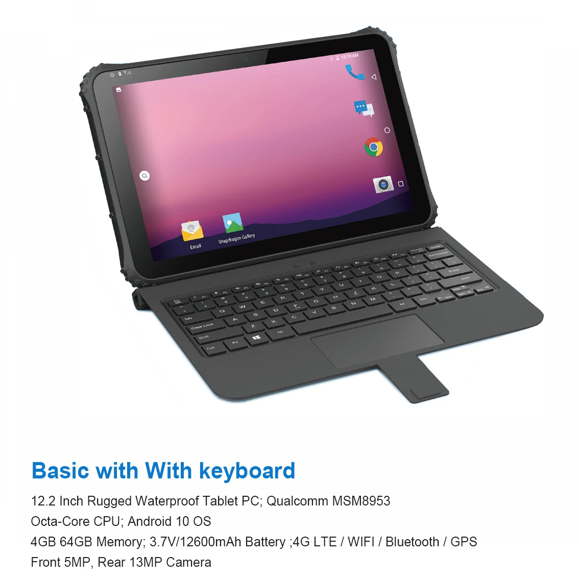 Прочный водонепроницаемый планшетный ПК с восьмиядерным процессором Qualcomm MSM8953, 12,2 дюйма, Android 10, 4 ГБ, 64 ГБ, GPS, 4G, LTE, Аккумулятор 3,7 в/12600 мАч
Прочный водонепроницаемый планшетный ПК с восьмиядерным процессором Qualcomm MSM8953, 12,2 дюйма, Android 10, 4 ГБ, 64 ГБ, GPS, 4G, LTE, Аккумулятор 3,7 в/12600 мАч