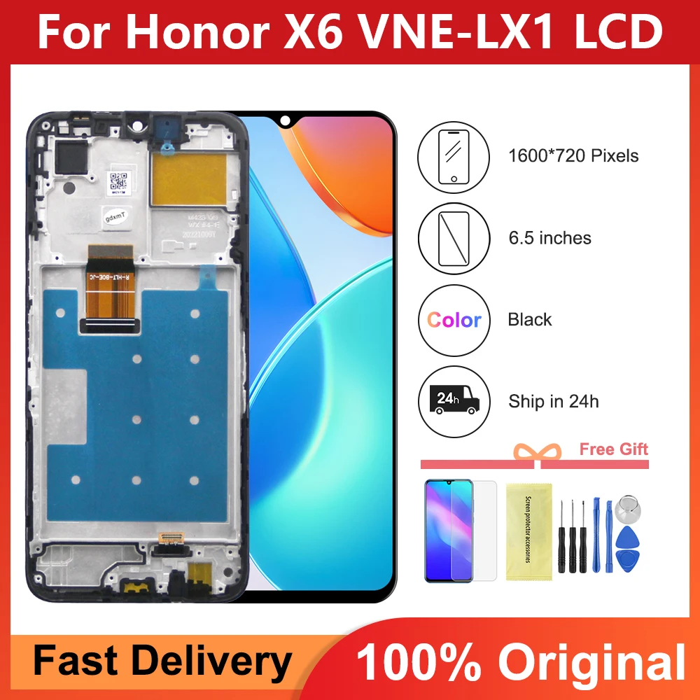 

100% Tested 6.5'' Original For Honor X6 LCD VNE-LX1 Display Touch Screen Digitizer Assembly For HonorX6 LCD VNE-LX2 Frame