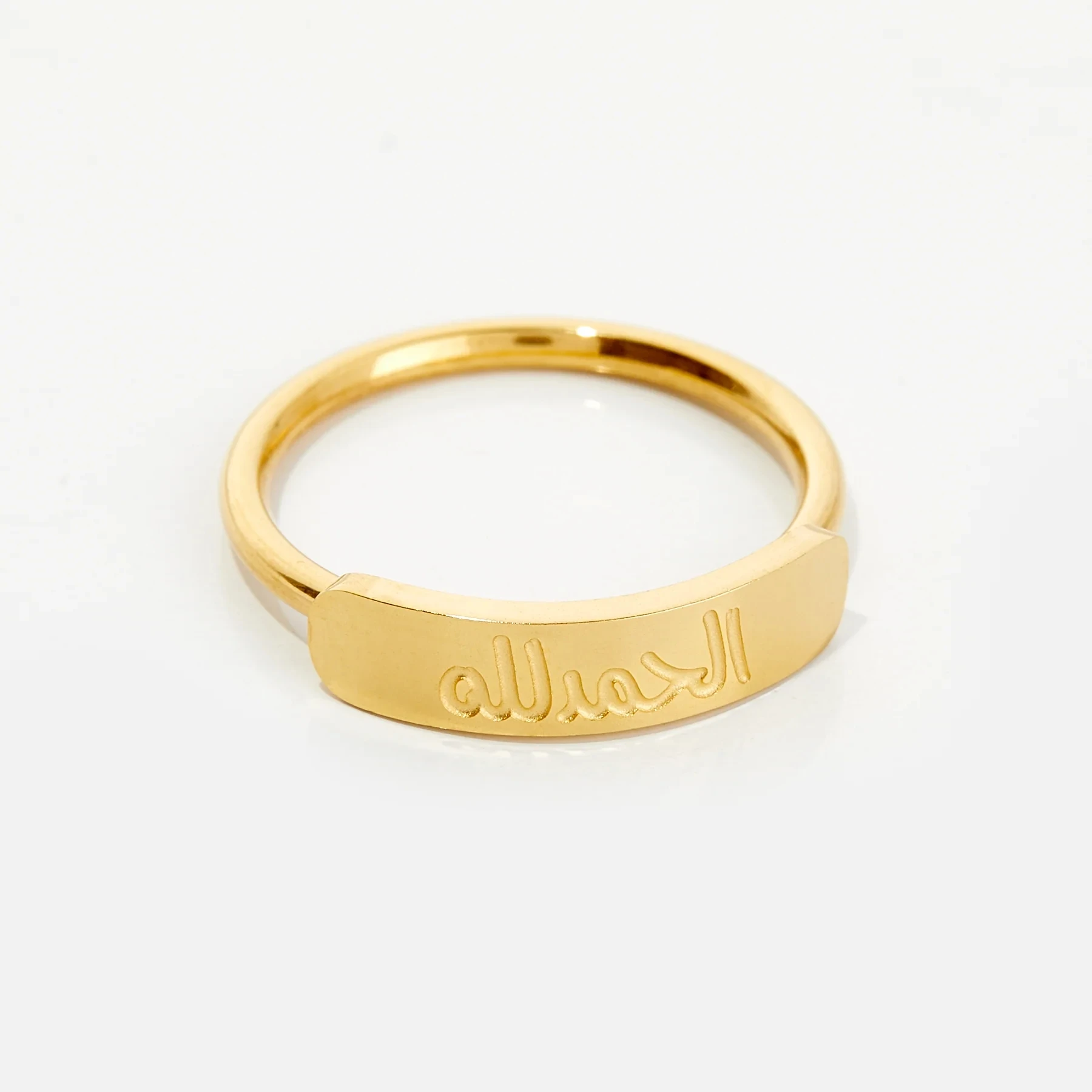 

Non-Adjustable Customized Arabic Name Ring Stainless Steel Bar Ring Ladies Everyday Gift Best Eid Gift For Girlfriend And Mom