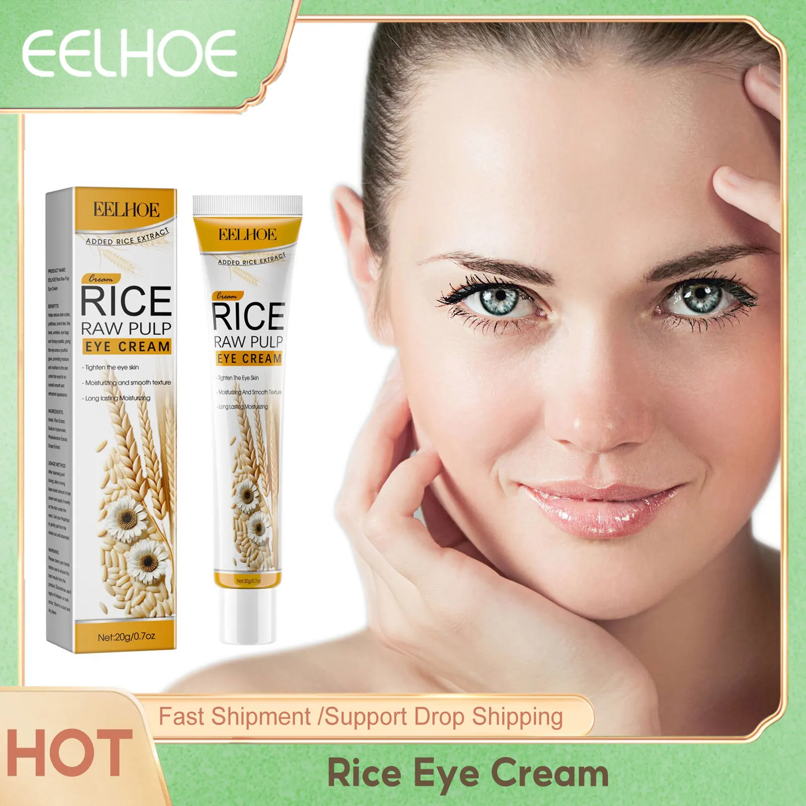 Rice Raw Pulp Eye Cream for Lightening Eye Bags Remove Dark Circles Anti Puffiness Long Lasting Moisturizing Eye Tightener Cream
Rice Raw Pulp Eye Cream for Lightening Eye Bags Remove Dark Circles Anti Puffiness Long Lasting Moisturizing Eye Tightener Cream