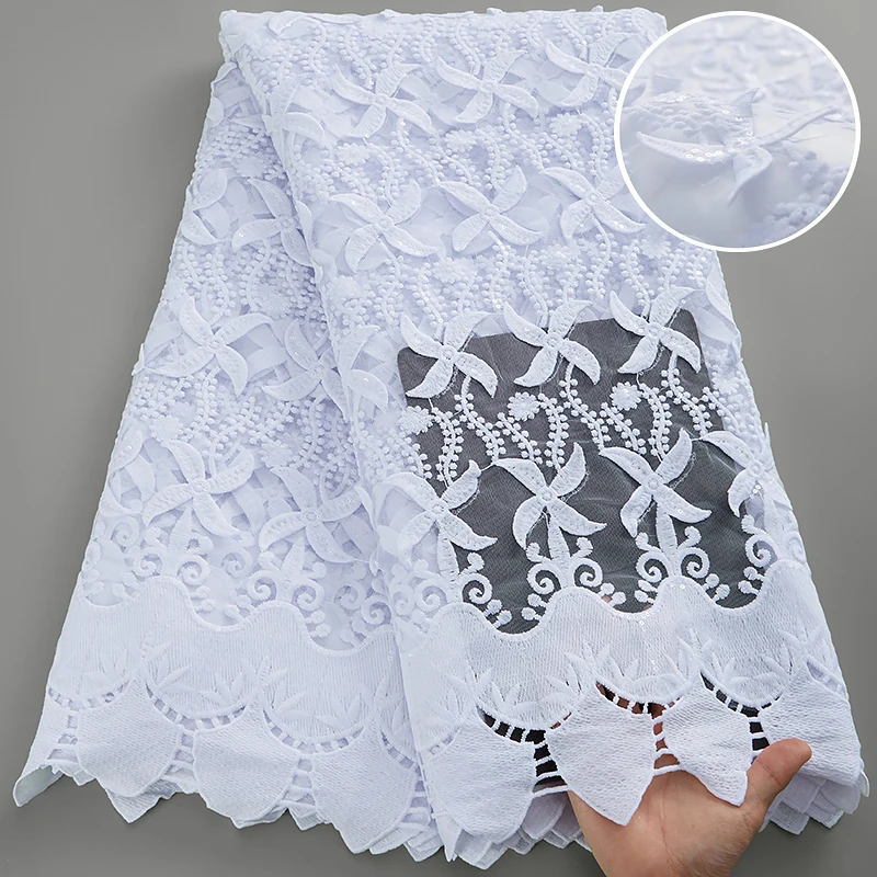 SJD LACE White Nigerian Lace Fabric with 3D Flower 2022 New African French Tulle Lace Fabric for Elegant Party Wedding Dresses
SJD LACE White Nigerian Lace Fabric with 3D Flower 2022 New African French Tulle Lace Fabric for Elegant Party Wedding Dresses