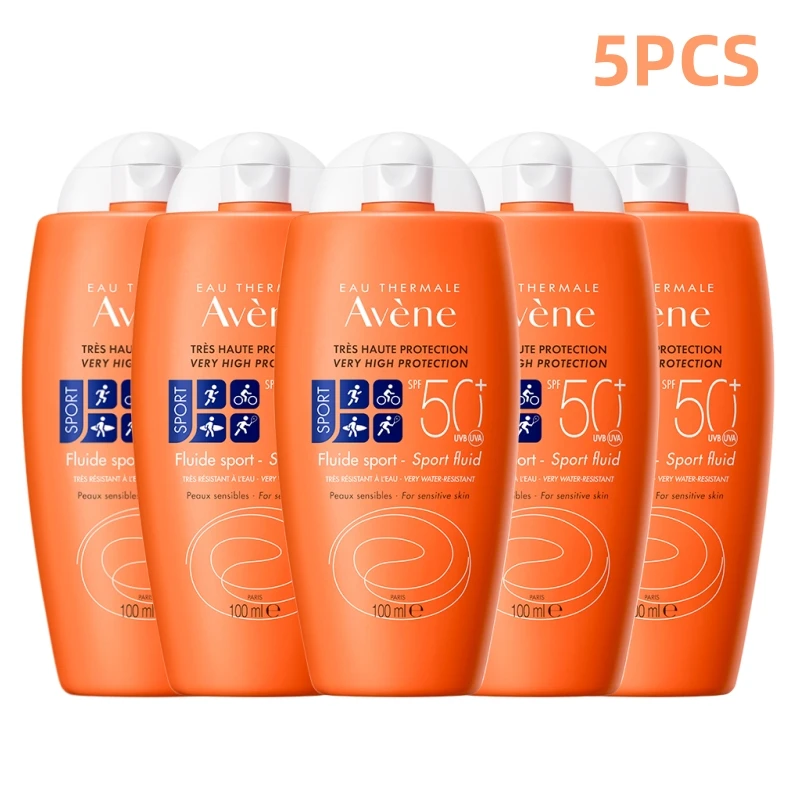 

5PCS Set Avene Sport Aluid Face&Body Sunscreen SPF50+ Sun Protection Water-Resistant Portable Sunscreen For Sensitive Skin 100ml