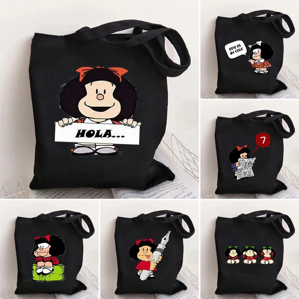 Kawaii Mafalda School Bags Anime Girl 90s Cartoon White Tote Bags Shopping Bag Gift Reusable Large Shoulder Handbags
Kawaii Mafalda School Bags Anime Girl 90s Cartoon White Tote Bags Shopping Bag Gift Reusable Large Shoulder Handbags