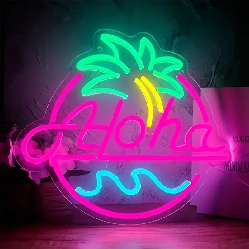 

Aloha Beer Led Neon Sign, Palm Tree Neon Light Signs For Wall Decor, Bar Louge Tropical Summer Home Bar Neon Light, USB Powered