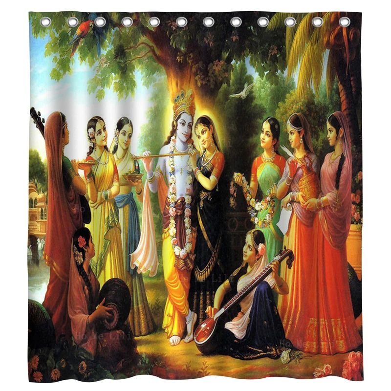 Водонепроницаемая Штора для душа, религиозный красивый гигантский Бог из индуия Радха Кришна и восемь голов, современное искусство, от Ho Me Lili 
Водонепроницаемая Штора для душа, религиозный красивый гигантский Бог из индуия Радха Кришна и восемь голов, современное искусство, от Ho Me Lili