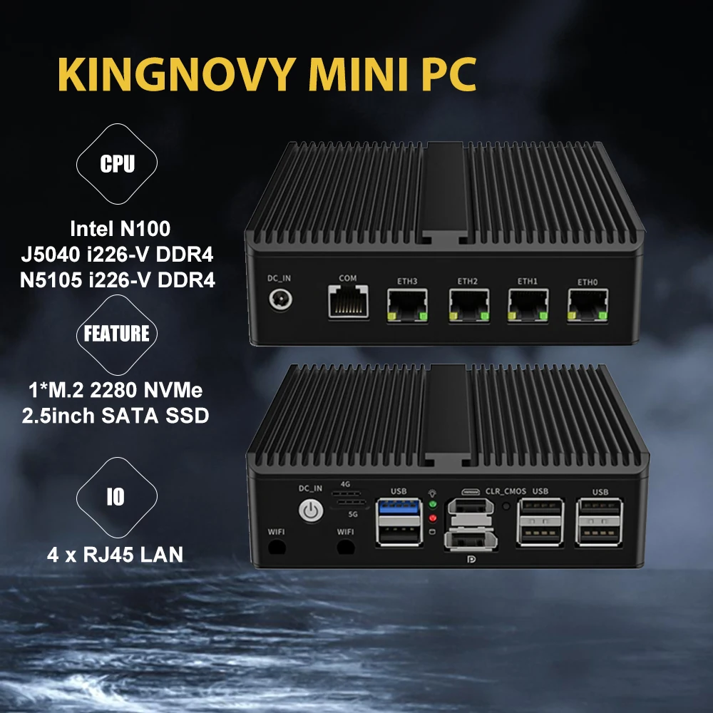 12th Gen Intel N100 Firewall Router 4x i226-V 2.5G LAN N5105 N5100 J5040 NVMe Fanless Mini PC Barebone Computer Proxmox pfSense
12th Gen Intel N100 Firewall Router 4x i226-V 2.5G LAN N5105 N5100 J5040 NVMe Fanless Mini PC Barebone Computer Proxmox pfSense