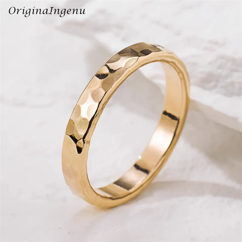 

14K Gold Filled Hammered Ring Handmade 3MM Band Ring Minimalism Jewelry Ring Dainty Tarnish Resistant Jewelry