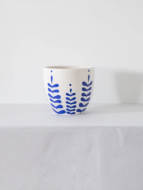 

EWP Saturn Ceramic Blue Patterned Modern Handmade Special Design Ceramic Flowerpot