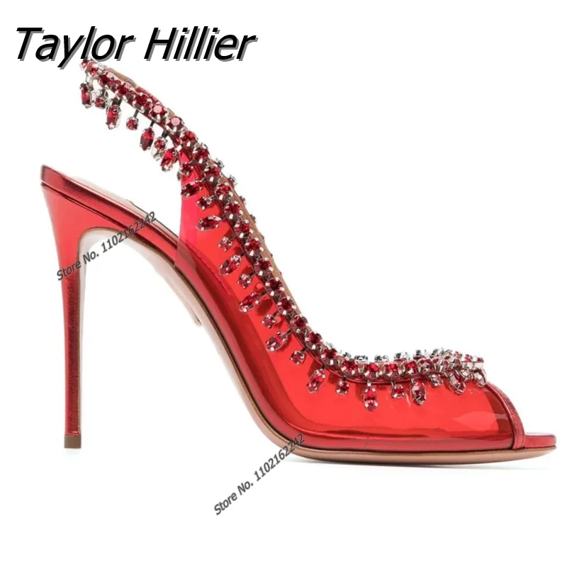 Pvc Open Toe Rhinestone Pumps Sandals Stiletto Shallow Mouth Gorgeous Chain Diamond Fashion Catwalk Shoes Dress Women'S Shoes
Pvc Open Toe Rhinestone Pumps Sandals Stiletto Shallow Mouth Gorgeous Chain Diamond Fashion Catwalk Shoes Dress Women'S Shoes