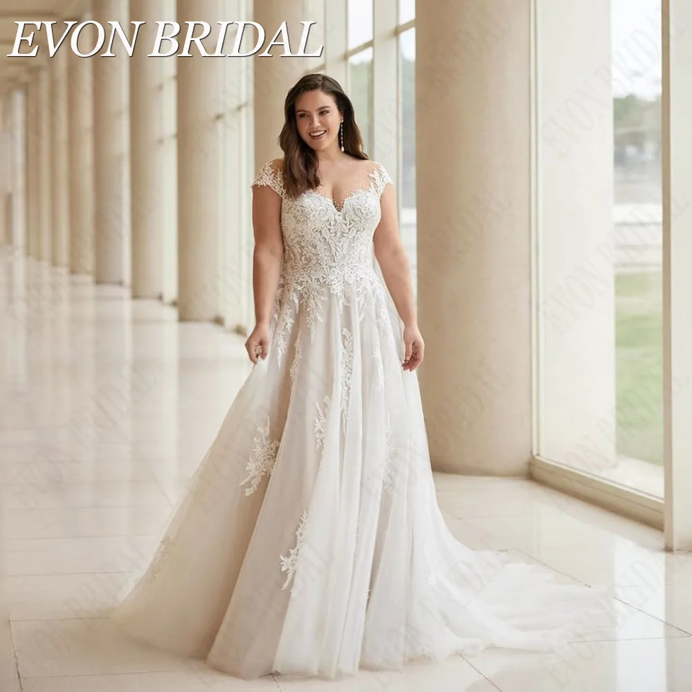 EVON BRIDAL Oversize Cap Sleeves Wedding Dress Applique Button Back Scoop Bride Gowns A-Line Tulle Lace Vestidos De Novia
EVON BRIDAL Oversize Cap Sleeves Wedding Dress Applique Button Back Scoop Bride Gowns A-Line Tulle Lace Vestidos De Novia