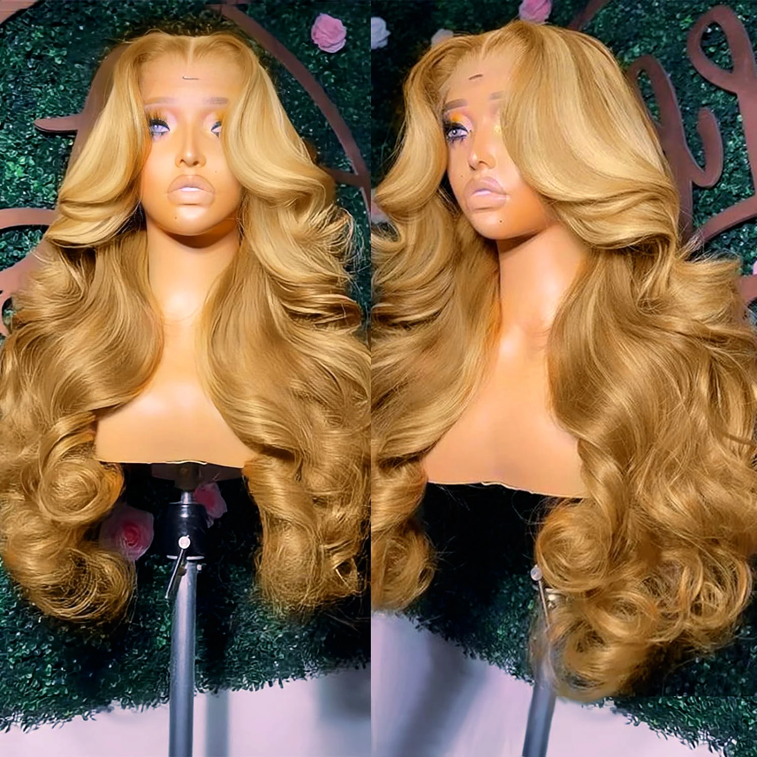 

Honey Blonde Highlight Lace Wig 13X4 Synthetic Lace Front Wigs For Women Body Wave Pre Plucked With Baby Hair Wig Lace Closured