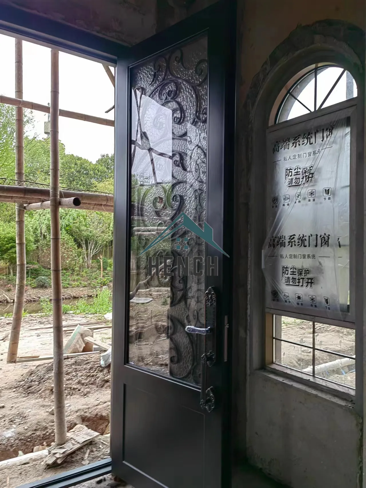 

Hench Wrought Iron Double Front Entry Door China Factory