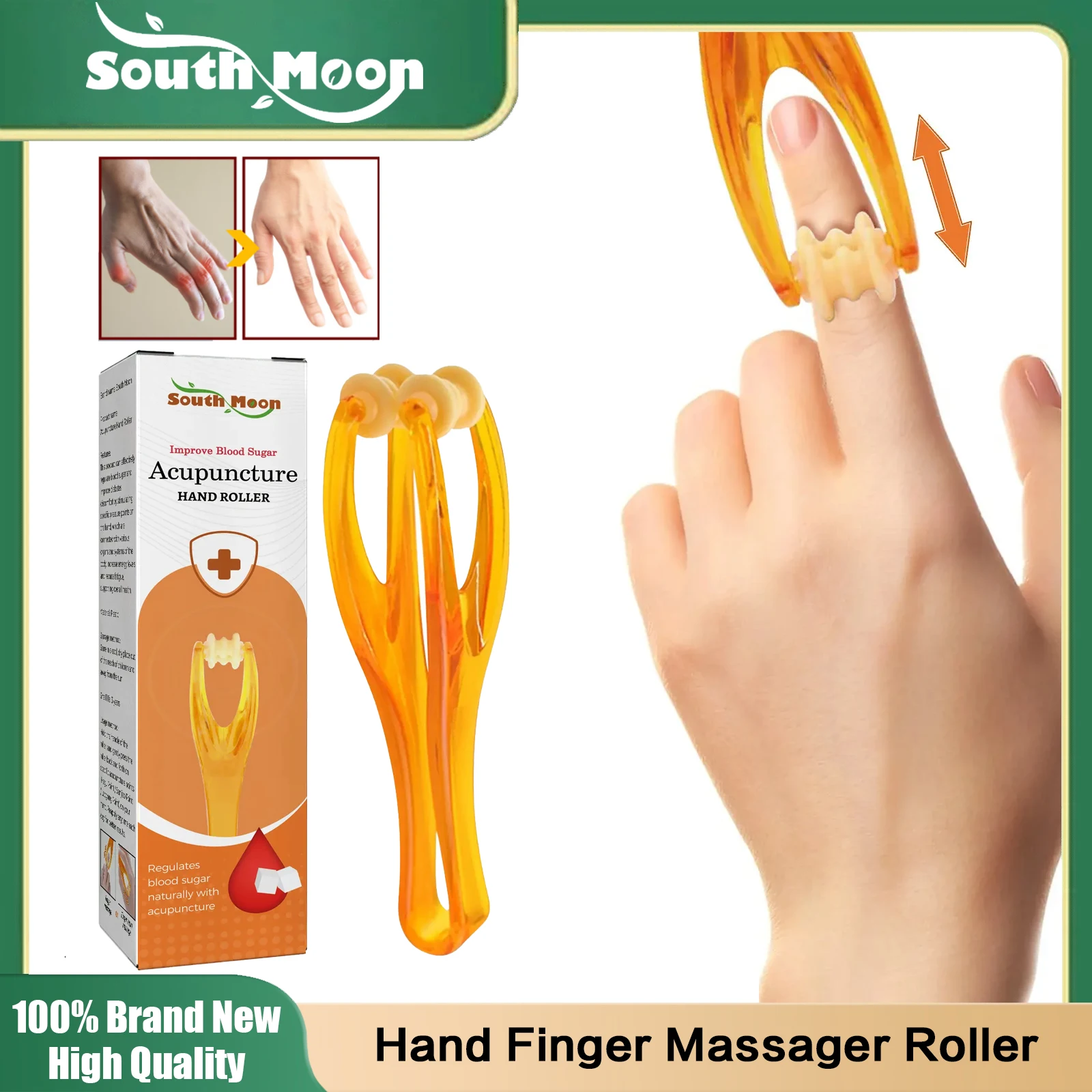 

Hand Massage Roller Finger Joint Acupoint Scraper Control Blood Sugar Relief Hand Fatigue Sore Blood Circulation Relaxation Tool