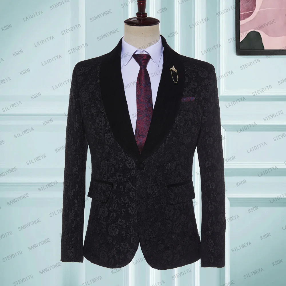 2023 Men's Suit Blazer Slim Fit Black Shawl Lapel Jacquard Fabric Single Breasted Formal Business Set Costume Homme One Piece 
2023 Men's Suit Blazer Slim Fit Black Shawl Lapel Jacquard Fabric Single Breasted Formal Business Set Costume Homme One Piece