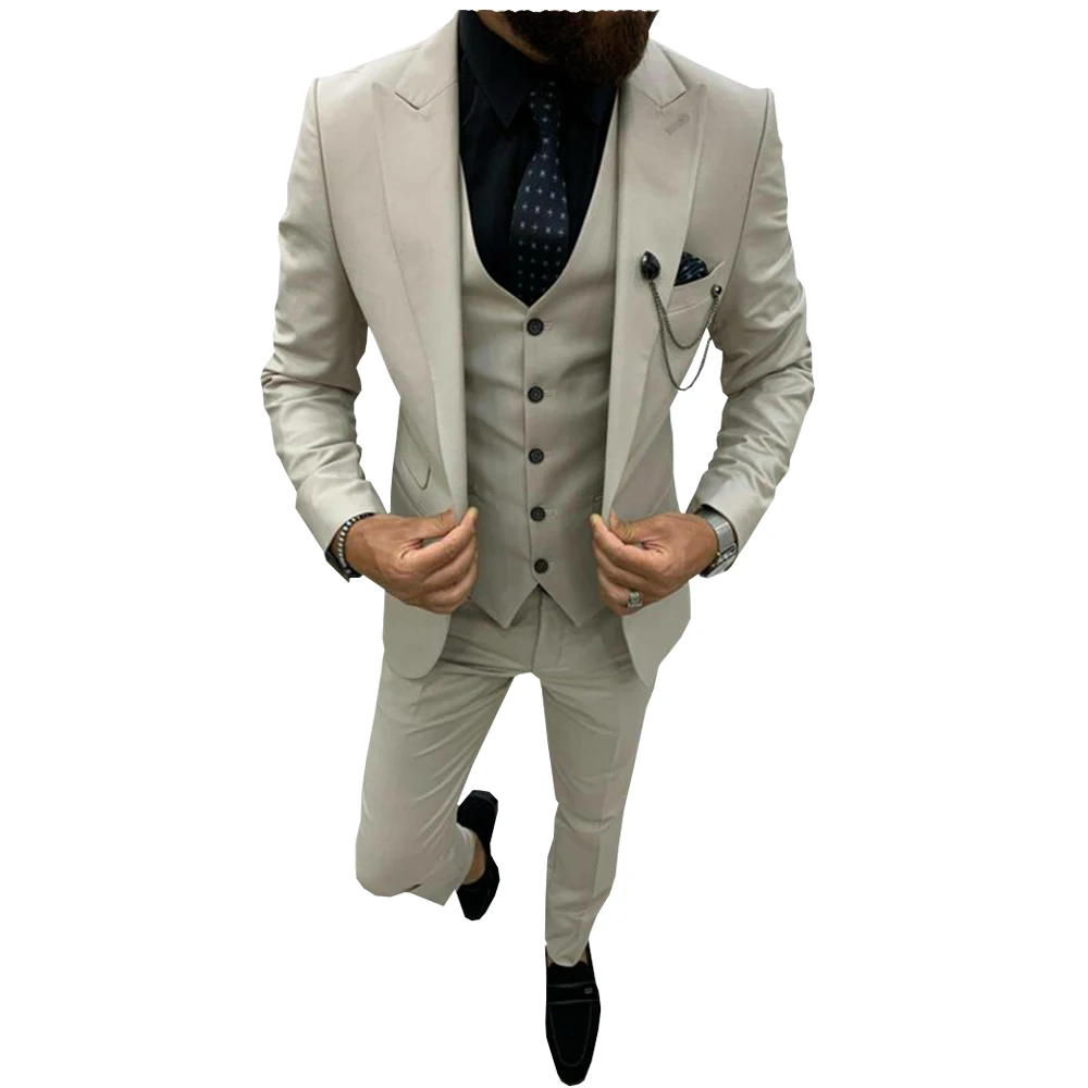 3 Piece Men's Suits Single Breasted Business Formal Suit Peak Lapel Suits Groomsmen For Wedding Tuxedos(Blazer+Vest+Pants)
3 Piece Men's Suits Single Breasted Business Formal Suit Peak Lapel Suits Groomsmen For Wedding Tuxedos(Blazer+Vest+Pants)