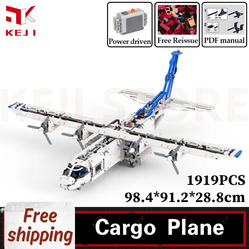 

KEJI MOC-36862 Cargo plane with 4 engines Transport Plane Model Building Blocks Bricks Kits for Children Boys Christmas Gifts