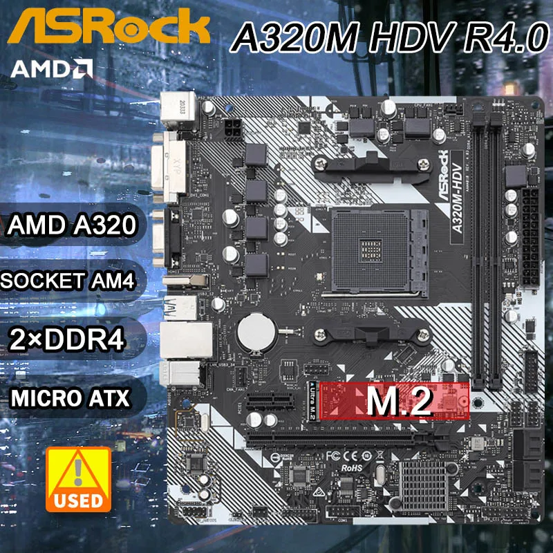 

A320 Motherboard ASROCK A320M HDV R4.0 Socket AM4 DDR4 32GB M.2 PCI-E 3.0 support R3 R5 R7 R9 AMD cpu USB3.1 VGA Micro ATX