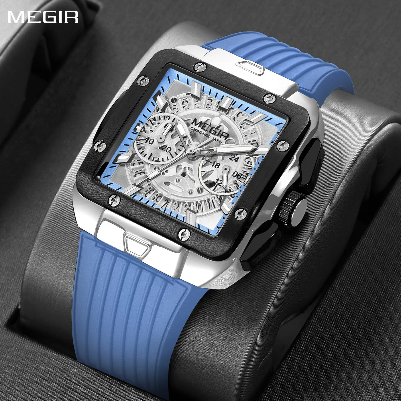 

MEGIR Watch for Men Luxury Sport Quartz Wristwatch with Silicone Band Luminous Hands Date Male Chronograph Clock Reloj Hombre