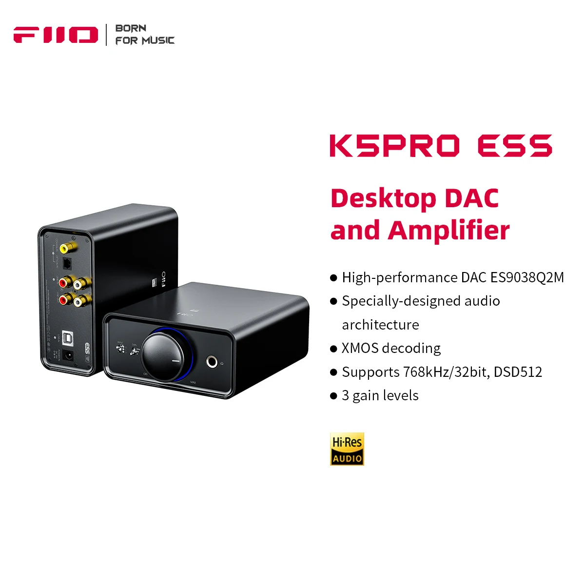 

FiiO K5 Pro ESS ES9038Q2M|768K/32Bit and DSD decoding Deskstop DAC and Amplifier for Home and Computer