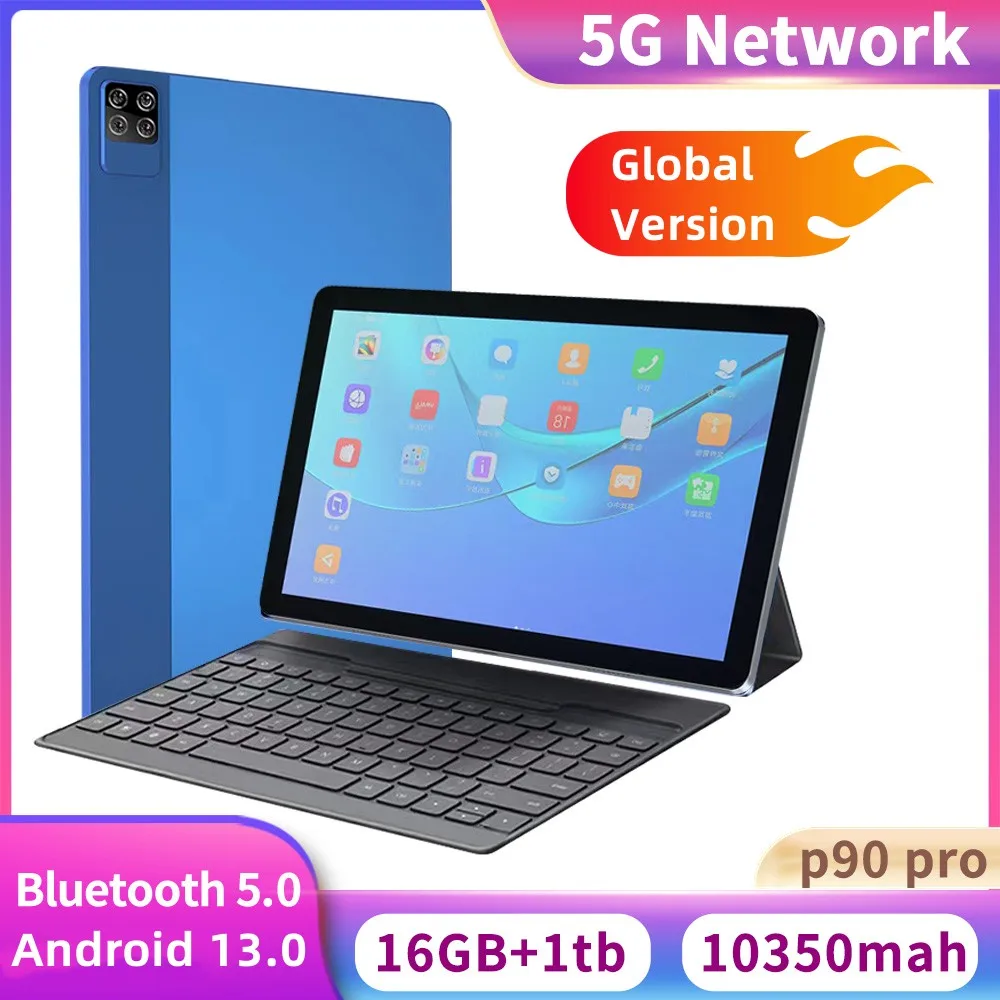 

Tablet PC Android 13.0 10.1 11 12 Inch 16GB RAM 1TB ROM Wi-Fi Google Play GPS Dual SIM Calling With Keyboard Global Edition 5G