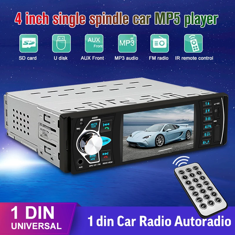 

Ahoudy 4" Car Radio 1din Bluetooth Autoradio Wired Carplay MP5 Player TF/FM USB Audio Stereo Receiver HD Touch Screen Head Unit