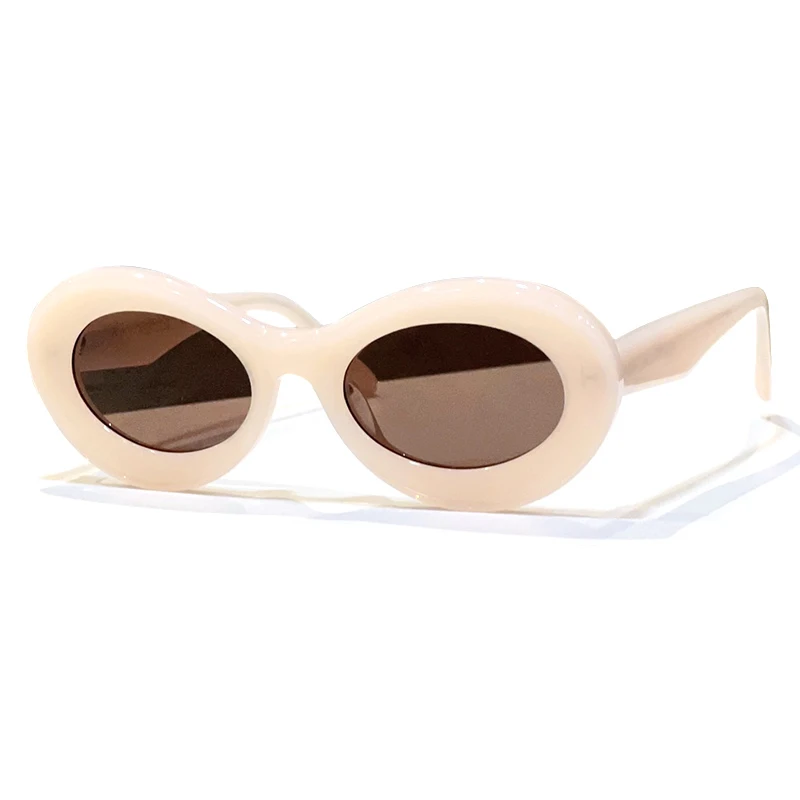 

Top Quality Chic Style Oval Sunglasses Acetate Frame Vintage Women's Sunglass Designer Luxury UV400 Proection Eyeglasses
