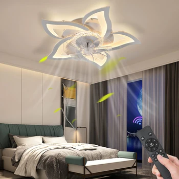 실링팬 선풍기 조명이 있는 현대 LED 천장 팬, DC 모터, 6 단 속도 타이밍 팬, 낮은 바닥 로프트, 원격 제어 장식 팬 선풍기 가정용