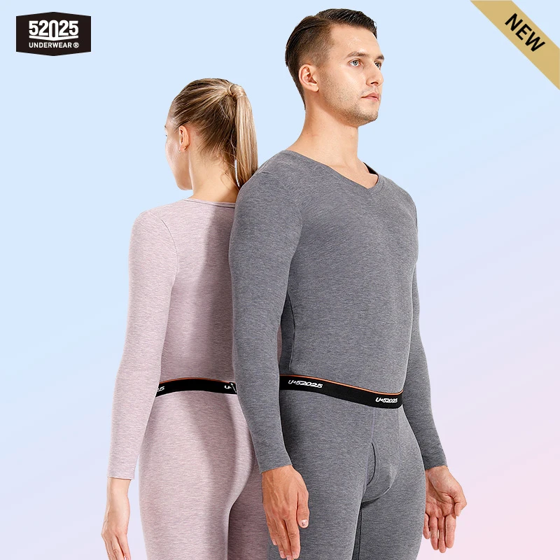 

52025 Men Thermal Underwear Women Thermal Underwear Warm Fleece-lined Double-faced Two-color Base Layer Wool Silk Long Johns