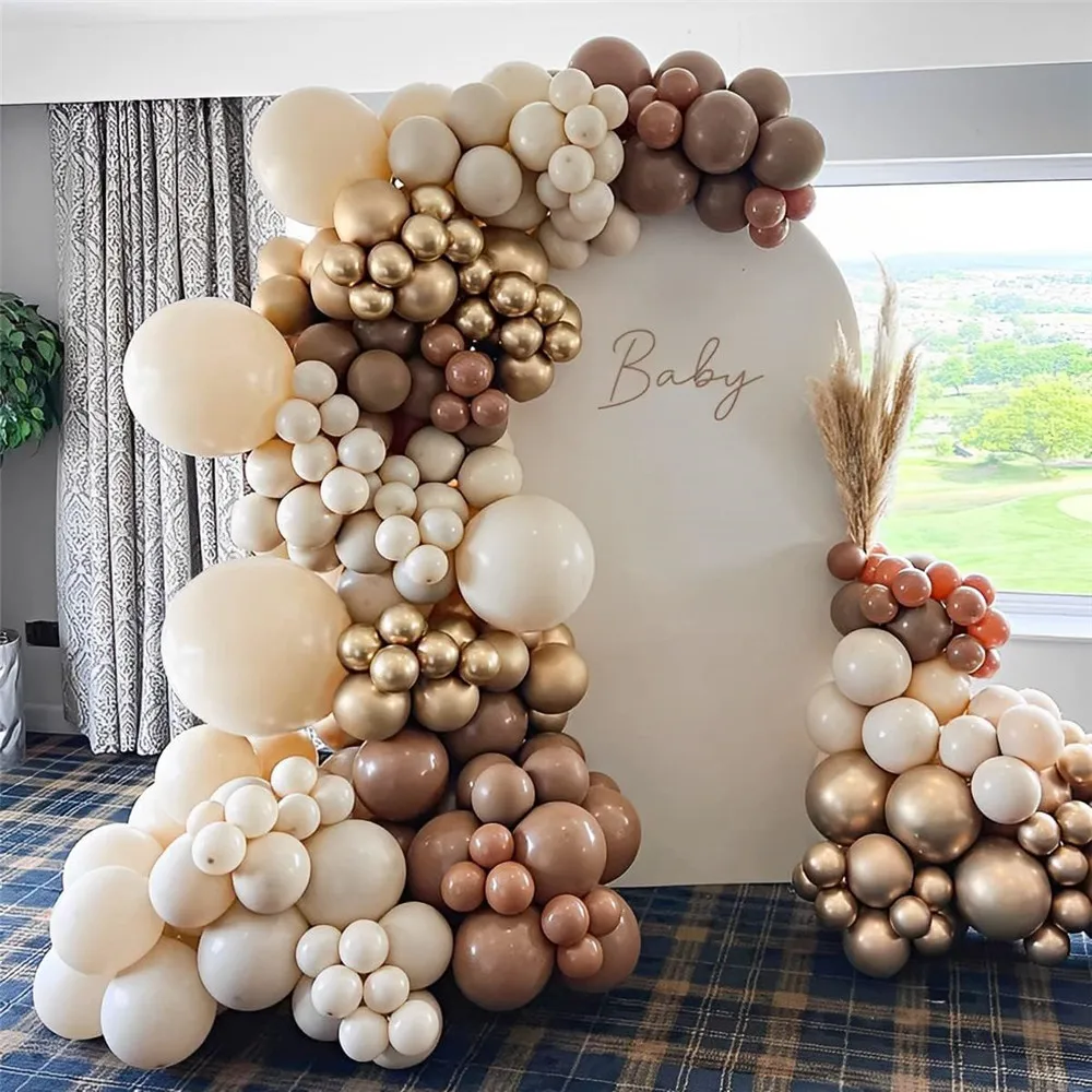 156PCS Brown Balloon Garland Arch Kit White Sand Coffee Beige Chrome Gold Latex Balloon for Baby Shower Wedding Party Decoration
156PCS Brown Balloon Garland Arch Kit White Sand Coffee Beige Chrome Gold Latex Balloon for Baby Shower Wedding Party Decoration