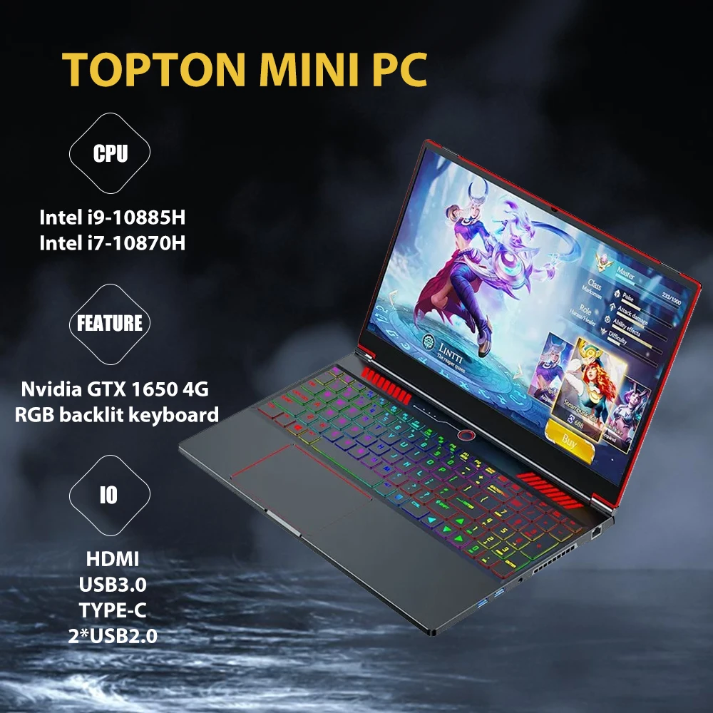

16.1"Powerful Gaming Laptop 144Hz IPS FHD Display NVIDIA GeForce GTX 1650 4G Intel Core i9 10885H i7 10870H Per-Key RGB Keyboard