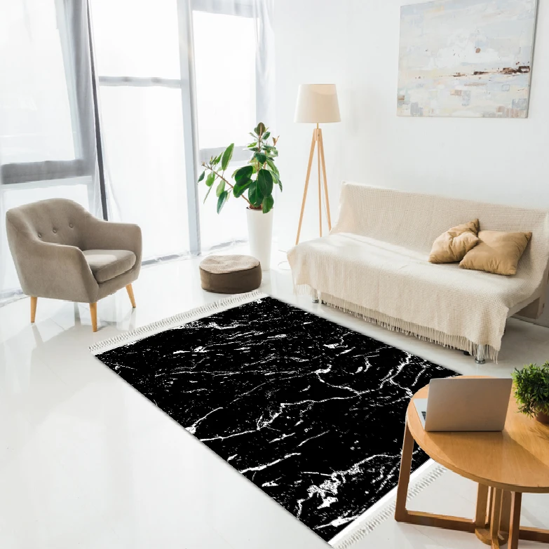 Marble Patterned Modern Decor Printed Carpet Dried Black & White color Bedroom and home decoration gift
Marble Patterned Modern Decor Printed Carpet Dried Black & White color Bedroom and home decoration gift