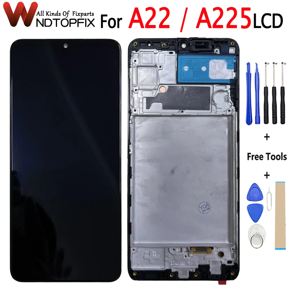 

AMOLED 6.4"For Samsung Galaxy A22 4G LCD Display Touch Screen Digitizer With Frame Assembly For Samsung A225F A225M A225F/DS LCD