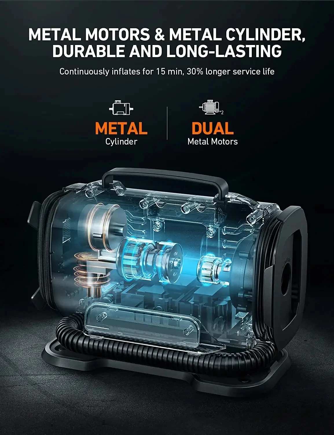 Compresor de aire portátil AC/DC 110V-230V coche