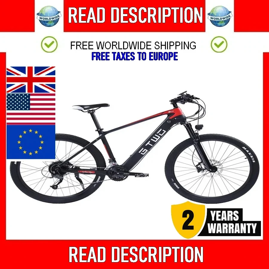 

2024 GTWO EU stock G1 27.5 Inch Electric Carbon Fiber Mountain Bike 48V9.6Ah Lithium Battery 500W 27S Shifter Hydraulic Brake