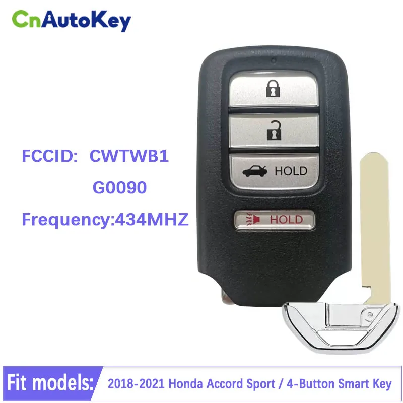 CN003132 Remote Smart Key Replacemant For Honda Accord Sport 2018-2021 4 Button 433Mhz PN Number 72147-TVA-A11 CWTWB1G0090
CN003132 Remote Smart Key Replacemant For Honda Accord Sport 2018-2021 4 Button 433Mhz PN Number 72147-TVA-A11 CWTWB1G0090